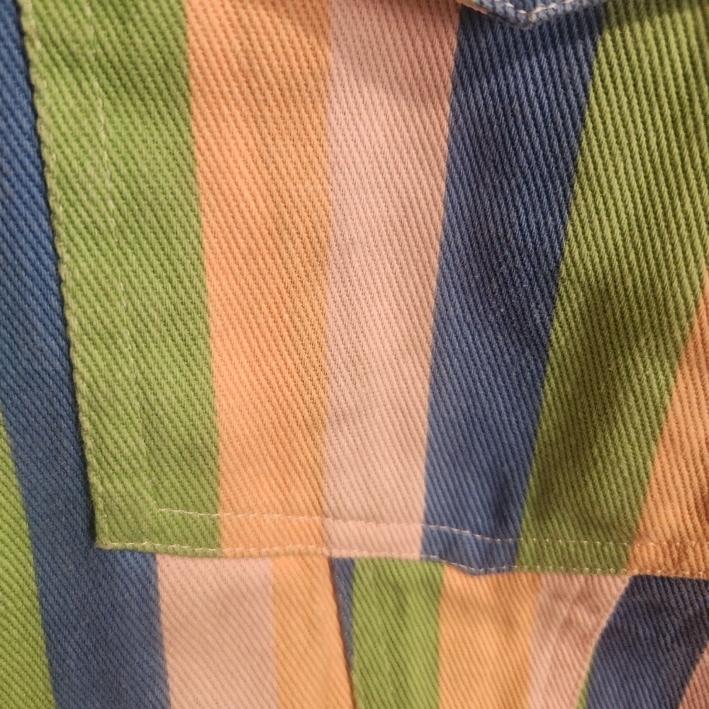 DAISY STREET CROPPED MULTI COLOR STRIPE ALL COTTON TRUCKER JACKET SIZE MEDIUM - Picture 12 of 12